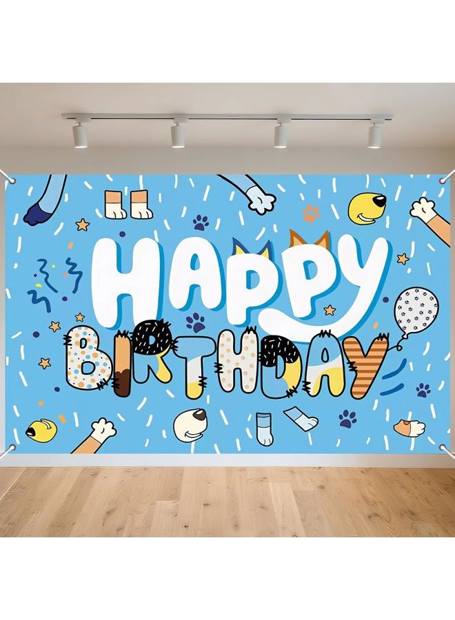 BOBORAT 39.4 * 59Inch Blue Dog Birthday Backdrop, Birthday Party Decoration Background, Cute Cartoon Animal Theme Photo Banner for Kid, Adult (Style B) - Image 1