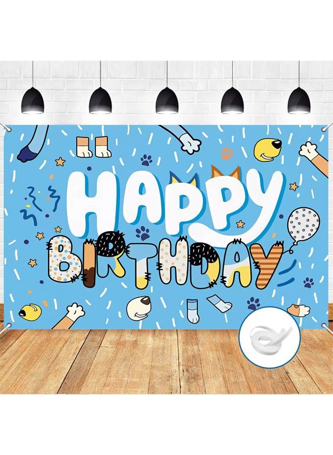 BOBORAT 39.4 * 59Inch Blue Dog Birthday Backdrop, Birthday Party Decoration Background, Cute Cartoon Animal Theme Photo Banner for Kid, Adult (Style B) - Image 5