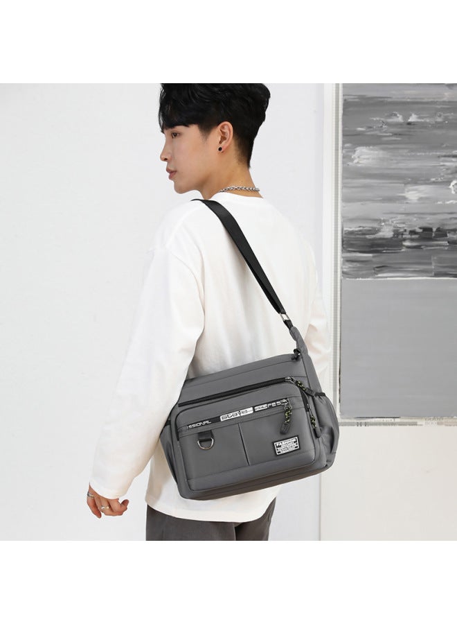 Large Capacity Men's Shoulder Bag Waterproof Wear-resistant Backpack Multi-pocket Business Bag Business Casual Men's Crossbody Bag-Colors:Grey [large Capacity Waterproof Wear-resistant]] - Image 5