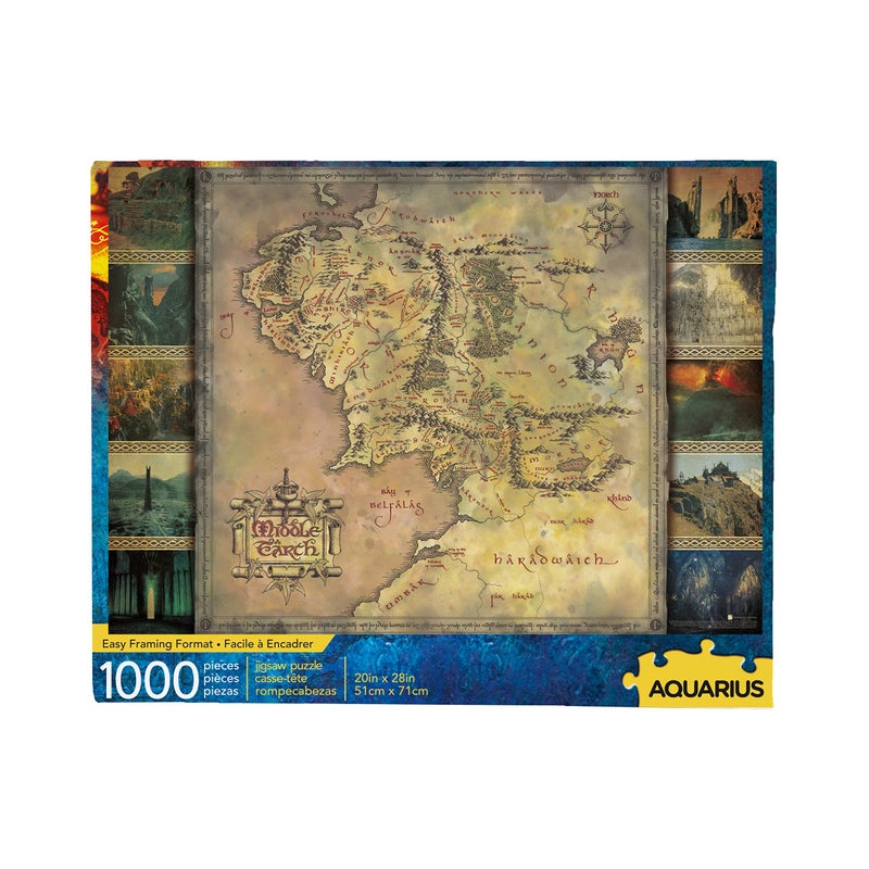 AQUARIUS Lord of The Rings Map Puzzle (1000 Piece Jigsaw Puzzle) - Glare Free - Precision Fit - Officially Licensed Lord of The Rings Merchandise & Collectibles - 20 x 28 in - Image 1