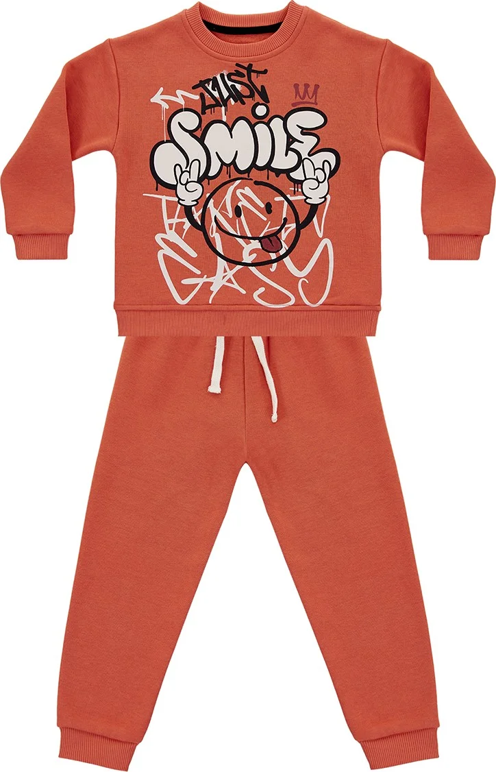 Denokids Just Smile Boys Brick Tracksuit
