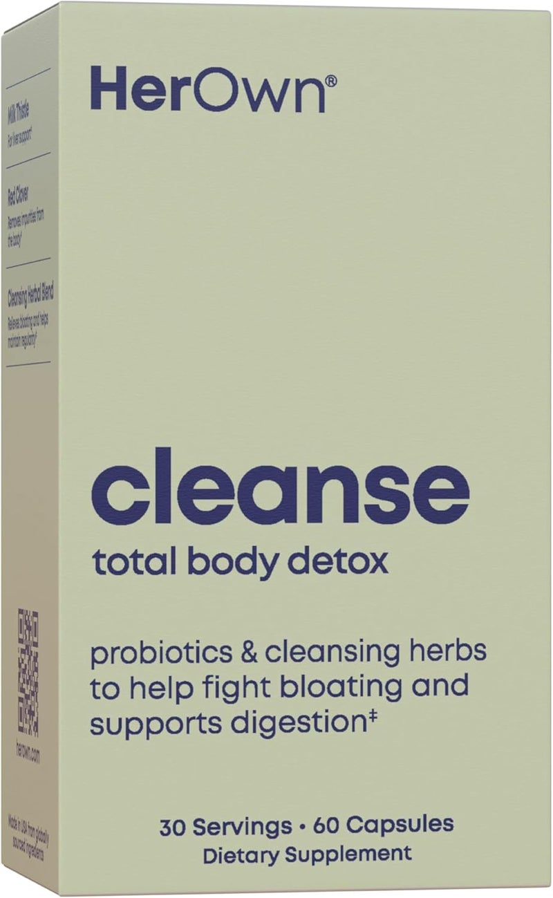her own Cleanse Gentle Detox Supports Healthy Gut Ocean Algae Cleanse PrebioticProbiotic Blend Cleansing Herbal Blend Gluten and Soy Free Vegan 60 Capsules 30 Servings Multicolor - Image 1