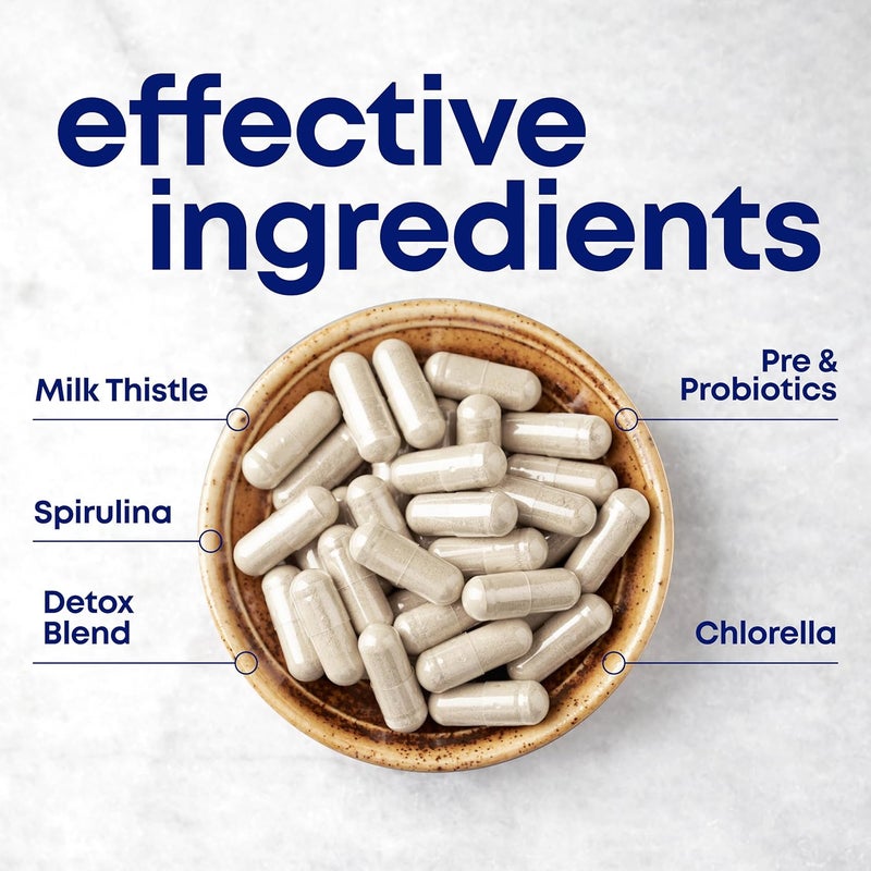 her own Cleanse Gentle Detox Supports Healthy Gut Ocean Algae Cleanse PrebioticProbiotic Blend Cleansing Herbal Blend Gluten and Soy Free Vegan 60 Capsules 30 Servings Multicolor - Image 4