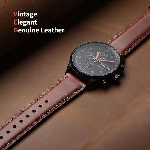 Fullmosa Leather Watch Bands for Men, 18mm 19mm 20mm 22mm 24mm Quick Release Watch Bands Strap - Burnished Band Vintage Wristband with Stainless Steel Metal Clasp - Image 3