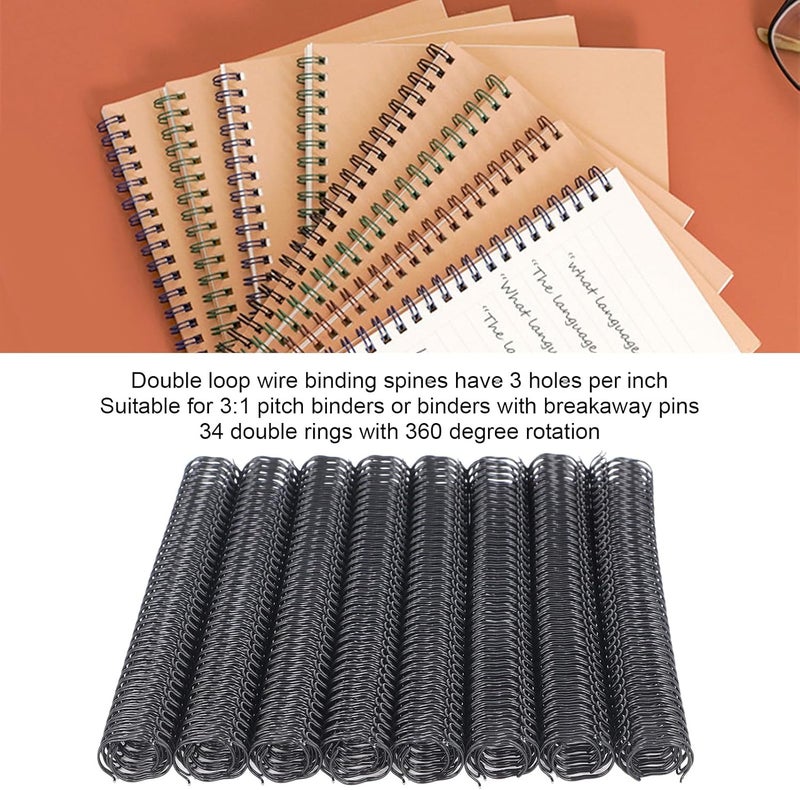 Multi-style matching design 100PCS Double Loop Wire Binding Spines, 9/16 Inch 3:1 Pitch Binding Wire with 34 Loops, 120 Sheet Capacity A4 Spiral Binding Coil for Student and Coworker Document (Black) Trendy natural tone options - Image 2