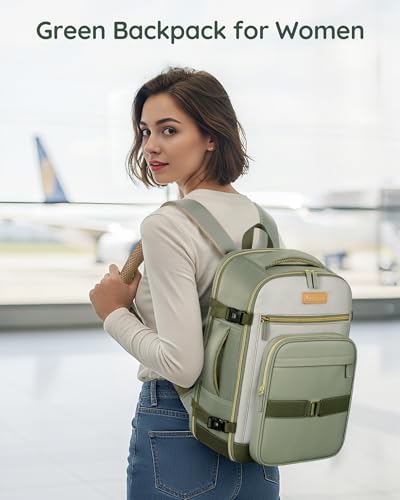 Taygeer Underseat Personal Item Backpack for Airlines, Dirt-resistant TSA Approved Frontier Airlines Personal Item Bag with 2 Packing Cubes, 35L Travel Carry on Backpack for Airplanes women, Green - Image 2