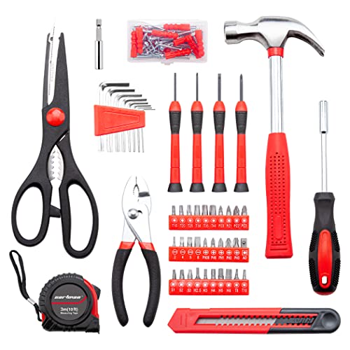 CARTMAN Home Tool Set Kit, Basic Household Hand Tools with Storage Case Dark Red - Image 3