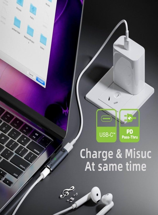 CY محول صوت CY USB-C نوع-C إلى 3.5mm DAC AUX موسيقى 16bit 48kHz و 100W محول طاقة PD للكمبيوتر المحمول والتابلت والهاتف - Image 4