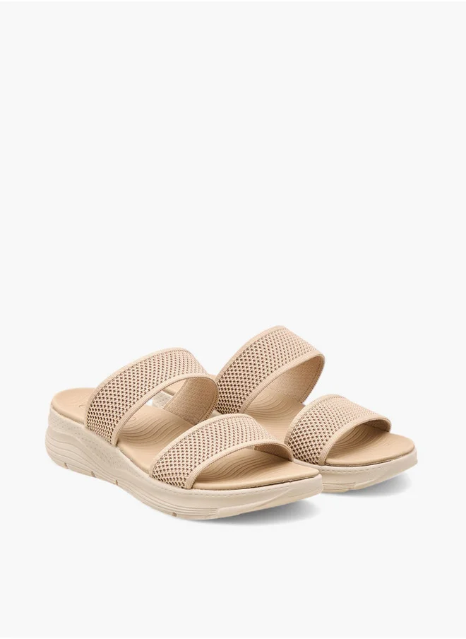 لو كونفورت Textured Slip-On Strap Sandals with Platform Heels