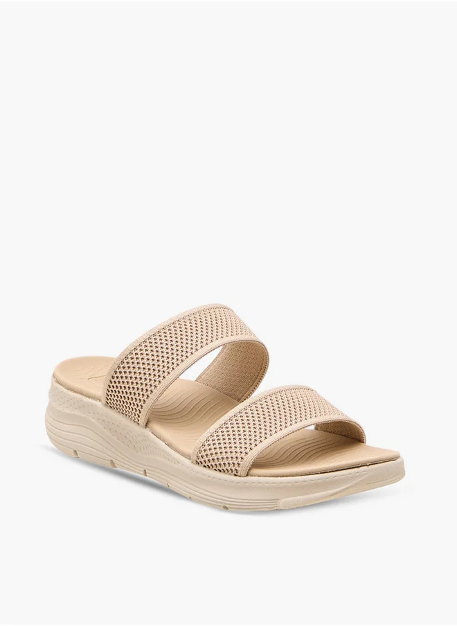 لو كونفورت Textured Slip-On Strap Sandals with Platform Heels