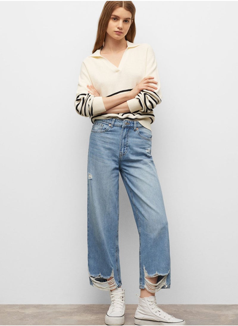 MANGO - Youth Distressed Straight Fit Jeans - Image 1