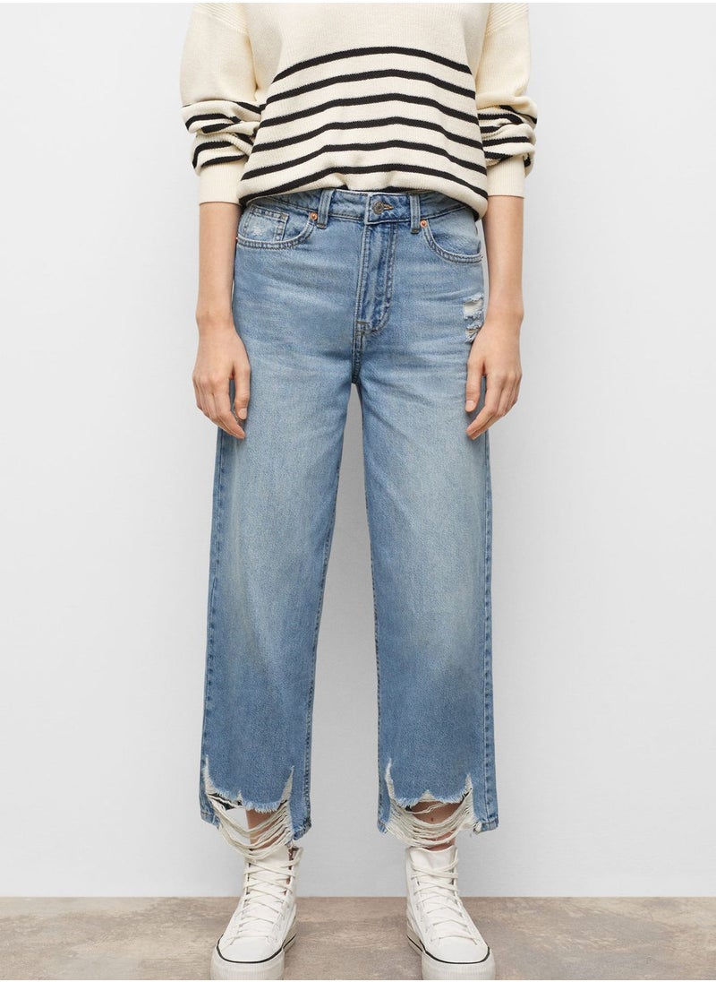 MANGO - Youth Distressed Straight Fit Jeans - Image 1
