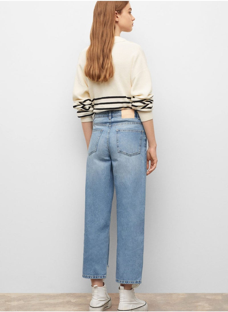 MANGO - Youth Distressed Straight Fit Jeans - Image 1