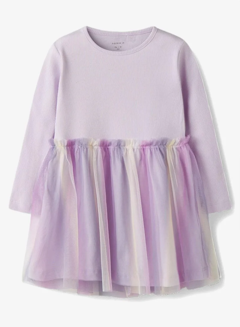 Name It Lavender Fog Kids Long Sleeve Mini Dress for Women | Best Price UAE
