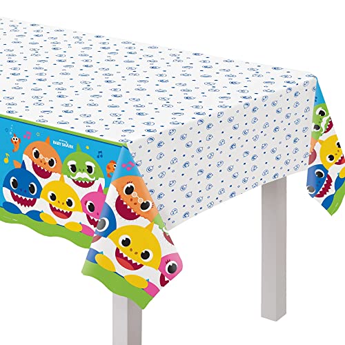 Amscan Adorable Baby Shark Plastic Table Cover - 54" x 96" (1 Pc.) - Durable & Waterproof Material - Ideal for Kids' Parties & Events - Image 2