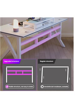 Gaming Desk, 100 * 60CM Computer Desk Home Office Desk Extra Large Modern Ergonomic Black PC Table Gamer Workstation (NEW White, 100x60x75cm) - pzsku/Z58752388CBB9679CDAB9Z/45/_/1731738041/726304b0-c874-4bc1-8a59-914697a9386e