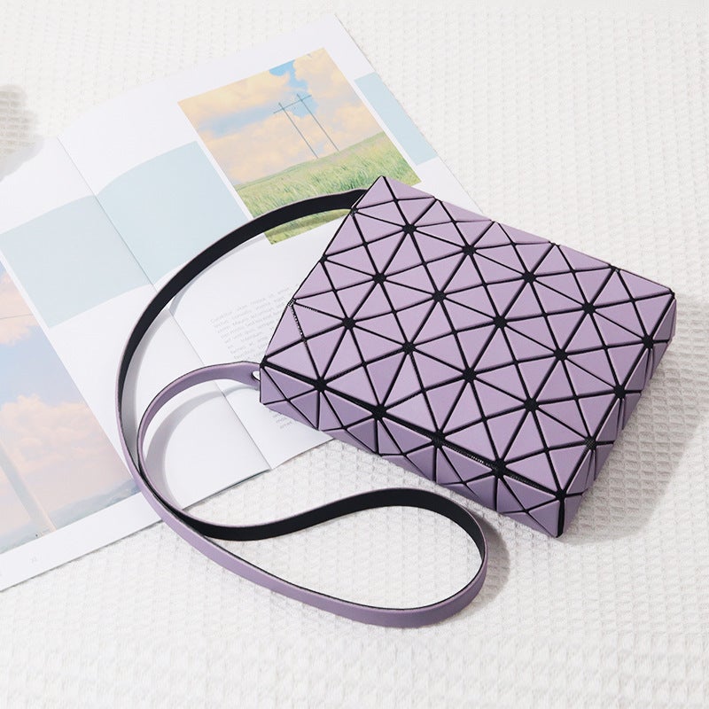 Japan Zakka Geometric PVC Mini Shoulder Bag Lotus root purple without standard 