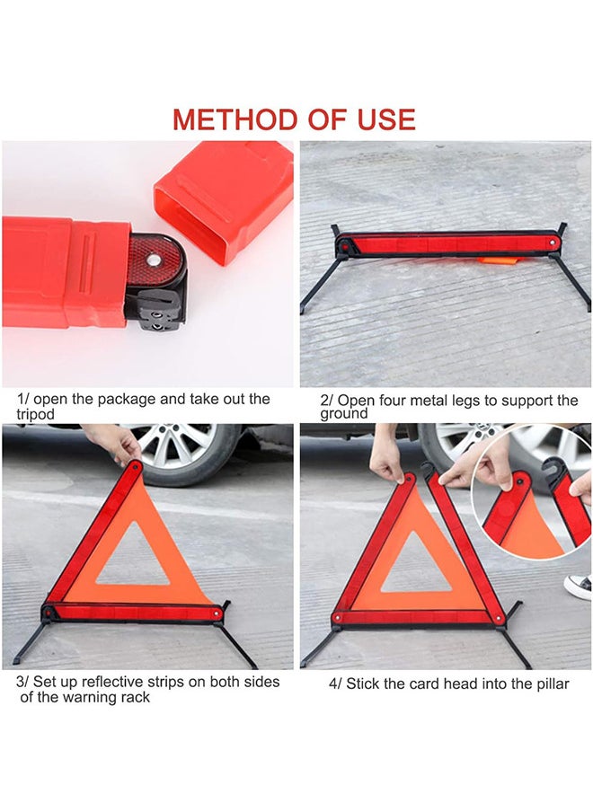 Generic Warning Triangle Reflective Safety Emergency Triangle Tripod Foldable Road Warning Roadside Hazard Alert Signs  - Image 4