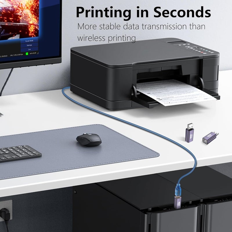 GELRHONR USB to USB B AdapterUSB 20 A Male to USB B Printer Female Conncet Extender MIDI Type A to B Converter for LaptopComputerHard DrivePrinterScanner Extender Connection 2 Packs2 Packs - Image 4