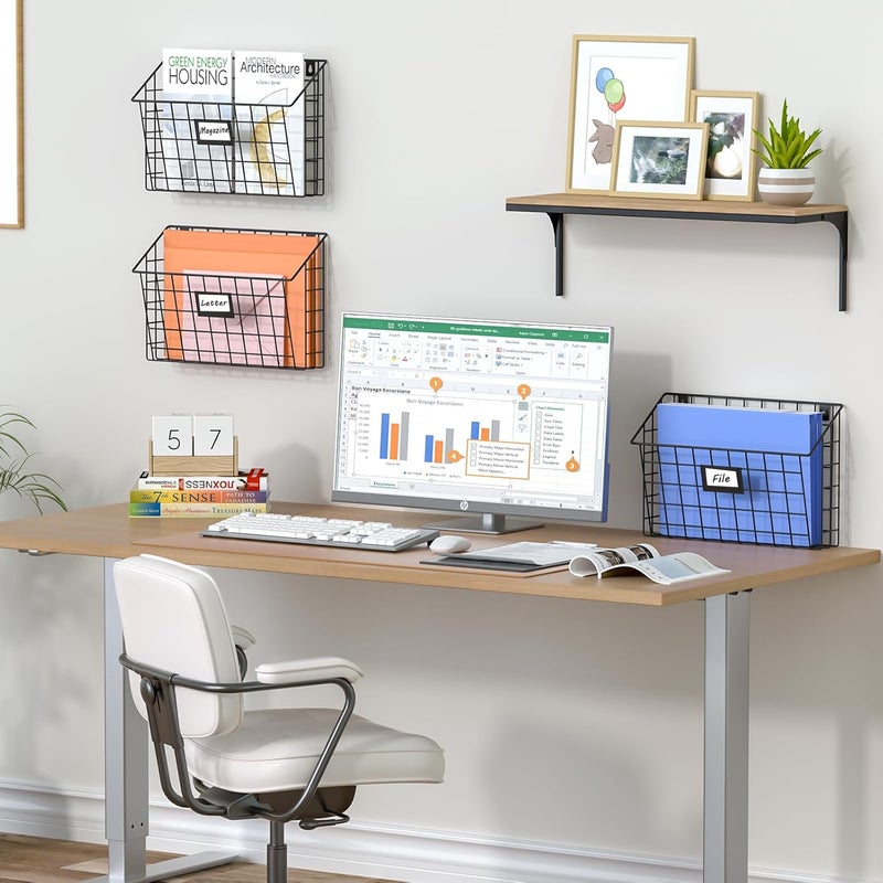 Xcosrack Detachable Hanging Wall Files Rack&3-Tier Metal Folder Wall File Holder with Tag Slot Mounts on Wall and Door for Office, Home, and Work Easy Organizing,Black(Patent Pending) - Image 2