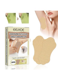 EELHOE Underarm Patch for Sweat Absorption 12PCS, Disposable Invisible Armpit Sweat Pads, Anti Perspiration Absorbent Deodorant Prevention Pad, Invisible Self-adhesive Cotton Sticker for Women and Men  - Image 1