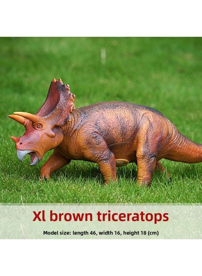 Large Sounding Dinosaur Model Simulation Soft Glue Sounding Dinosaur Tyrannosaurus Rex Boy Triceratops Children's Toy-Color:Brown Triceratops - Image 1