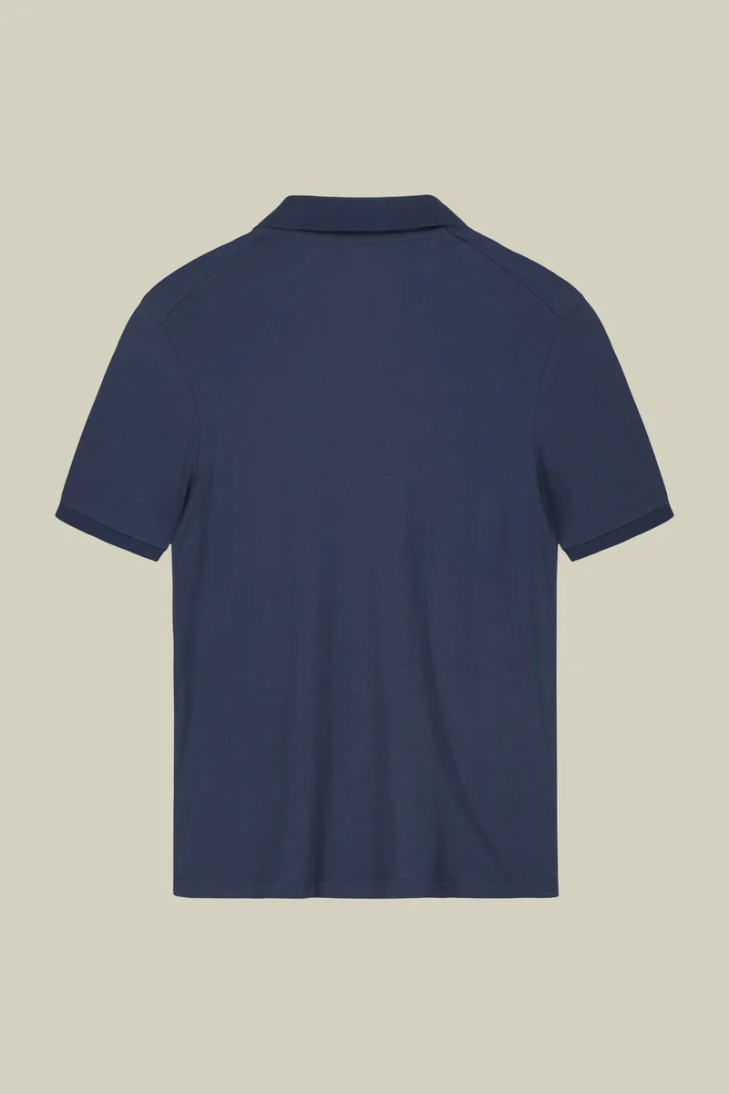 Doppelganger Blue Men's short-sleeved organic cotton polo shirt with derby collar - Cerulean for Men | Best Price UAE