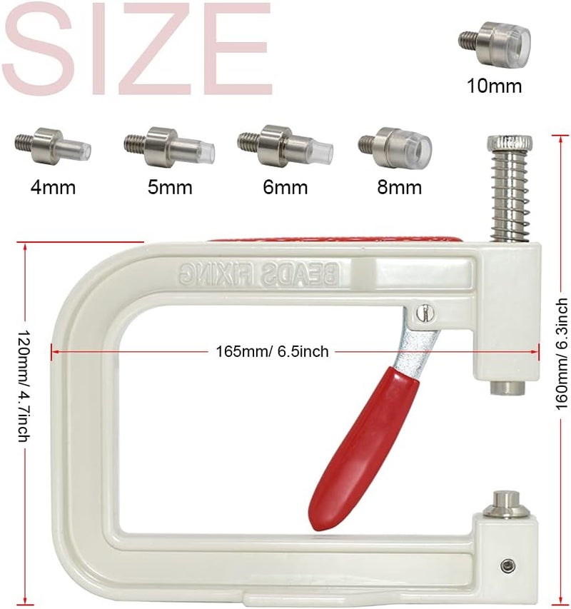 Renashed Pearl Setting Hand Press Machine Tools with 2 Boxes of 5 Sizes Colorful no Holes Round Pearls Beads and Rivet Studs, Screw Heads Tweezers for DIY Crafts - Image 3