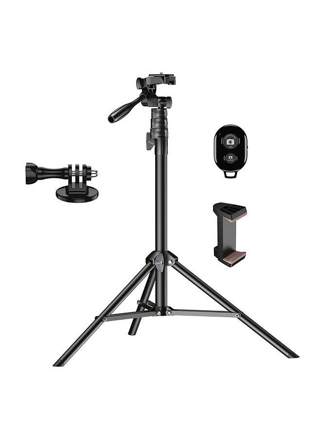 APEXEL - APEXEL 180cm/70in Selfie Stick Tripod Stand Aluminum Alloy with Remote Shutter Replacement for iPhone GoPro Smartphone Camera Vlog Selfie Group Photo Taking Live Streaming Video Recording - Image 1