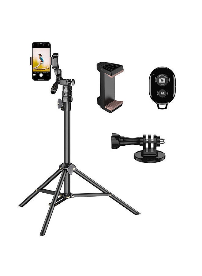 APEXEL - APEXEL 180cm/70in Selfie Stick Tripod Stand Aluminum Alloy with Remote Shutter Replacement for iPhone GoPro Smartphone Camera Vlog Selfie Group Photo Taking Live Streaming Video Recording - Image 1