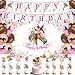 Rngmsi Horse Birthday Decorations Kit for Girls 39PCS Horse Party Banners with Racing Horse Balloons Decoration Horse Backdrop Decor Horse Themed Cake Cupcake Toppers Party Supplies - Image 2