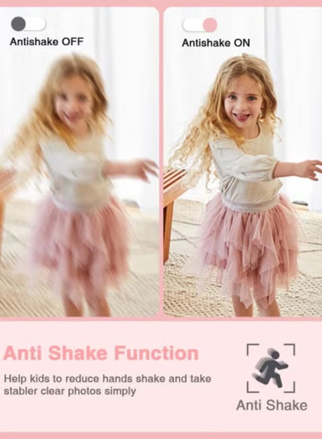  فيكتوال كاميرا رقمية للأطفال بدقة 1080 بكسل عالية الوضوح، مزودة ببطاقة ذاكرة 32 جيجابايت، وخاصية التكبير/التصغير 16 مرة، ومضادة للاهتزاز، وختم تاريخ، صغيرة الحجم وقابلة للحمل، مناسبة للمبتدئين من الأطفال والمراهقين والطلاب والفتيات والأولاد (وردي) - Image 5