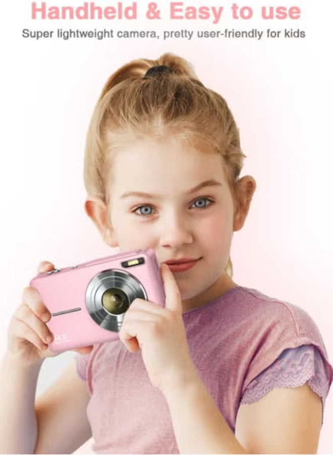  فيكتوال كاميرا رقمية للأطفال بدقة 1080 بكسل عالية الوضوح، مزودة ببطاقة ذاكرة 32 جيجابايت، وخاصية التكبير/التصغير 16 مرة، ومضادة للاهتزاز، وختم تاريخ، صغيرة الحجم وقابلة للحمل، مناسبة للمبتدئين من الأطفال والمراهقين والطلاب والفتيات والأولاد (وردي) - Image 3