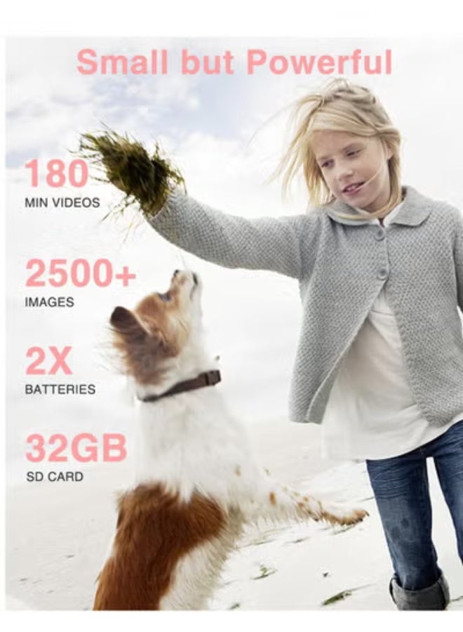  فيكتوال كاميرا رقمية للأطفال بدقة 1080 بكسل عالية الوضوح، مزودة ببطاقة ذاكرة 32 جيجابايت، وخاصية التكبير/التصغير 16 مرة، ومضادة للاهتزاز، وختم تاريخ، صغيرة الحجم وقابلة للحمل، مناسبة للمبتدئين من الأطفال والمراهقين والطلاب والفتيات والأولاد (وردي) - Image 4