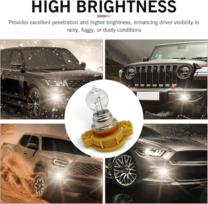 Downhill PSX24W Fog Light Bulbs,12V 24W 3500K Ultra-bright Shock-proof Quartz Glass Daytime Running Light, Plug and Play Multi-functional Cars Lighting Replacement (Warm white Light) - Image 5