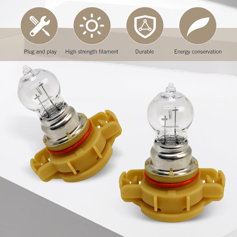 Downhill PSX24W Fog Light Bulbs,12V 24W 3500K Ultra-bright Shock-proof Quartz Glass Daytime Running Light, Plug and Play Multi-functional Cars Lighting Replacement (Warm white Light) - Image 3