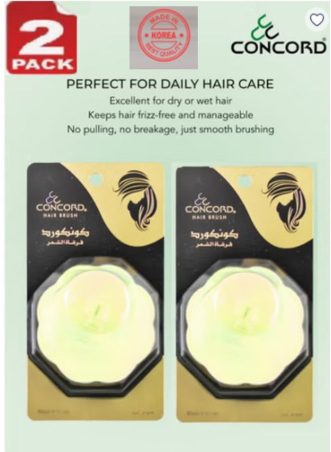 CONCORD - Branded Original Korea Round Hair Brush, Scalp Massage and Hair Care Brush for Daily Use, Smooth and Flexible, Made in KOREA, White Color -2 Pieces - Image 1