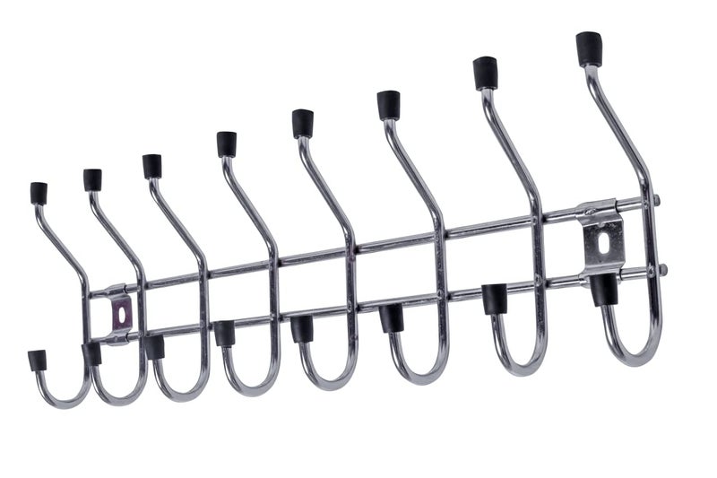 ARANKA Stainless Steel MultiPurpose 8 pin Hook for Hanging Kitchen Bedroom Bathroom Wall Mounted Rail Clothes Hanger Shelf Rack Door Hook Robe 8 Hooks - Image 1