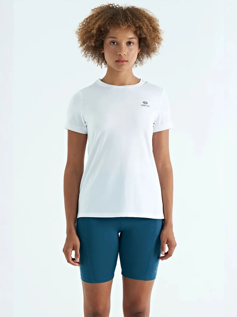 TOMMYLIFE TOMMY Women's relaxed crew neck T-shirt with side slits