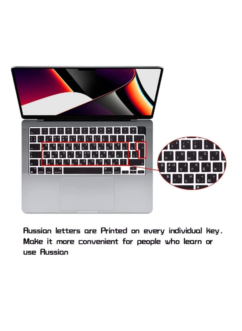 NTECH Russian UK Keyboard Cover for 2022 MacBook Air M2 Chip 13.6 inch A2681 MacBook Pro 16 inch & 14 inch models 2021 & 2022 MacBook Pro 16 A2485 MacBook Pro 14 M1 Pro & M1 Max Chip A2442 - Image 4
