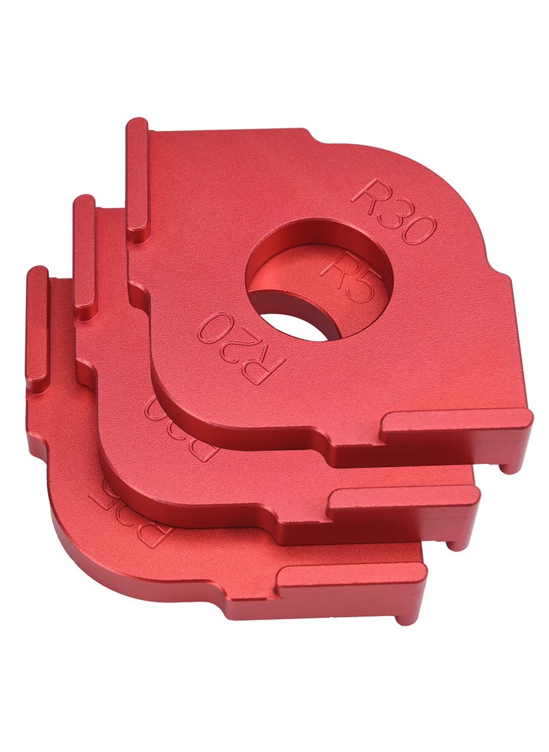 PLOOTA 3PCS Radius Jig Router Templates R5 R10 R15 R20 R25 R303pcs Aluminum Alloy Corner Radius QuickJig Router Bit Templates Woodworking Semicircle Position 