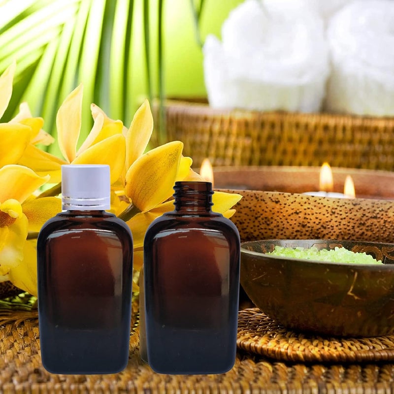 Devinez (Pack of 4) Multipurpose Refillable Amber Square Shape Glass Bottle, 30 ml with Silver Cap and V Drop Nozzle for Cosmetics, Serum, Essential Oils, Blends, Skin Care, Travel, Toners & DIY - Image 4