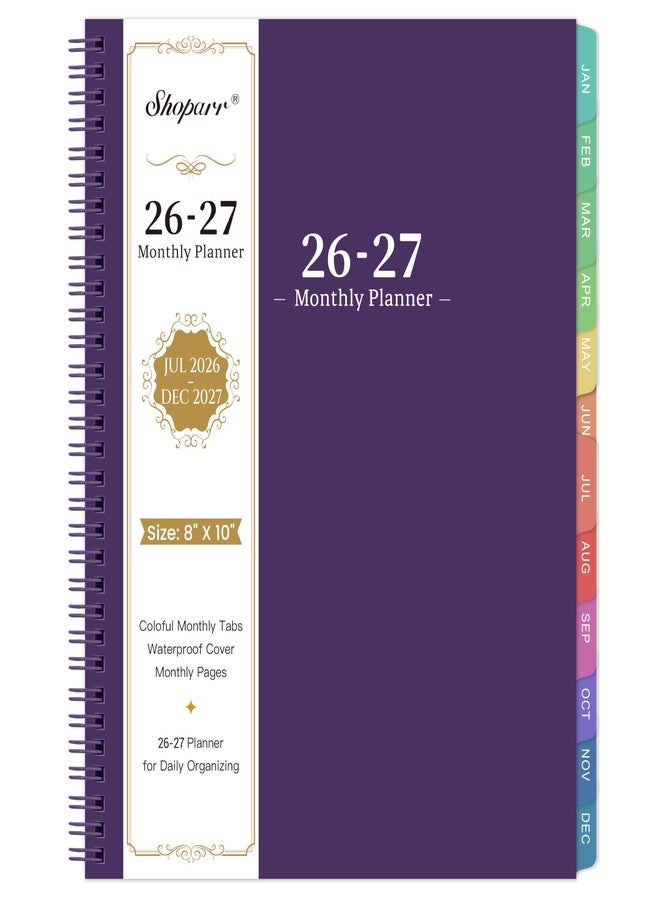 Shoparr 2026-2027 Monthly Planner - JUL 2026 - DEC 2027, Planner 2026-2027, 26-27 Academic Planner with Colorful Tabs, Calendar Planner 26-27 for Daily Organizing - Waterproof Cover (8" x10", Monthly Pages & Notes, Purple) - Image 1