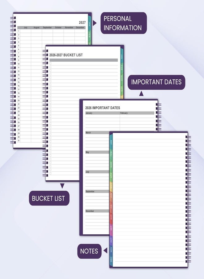 Shoparr 2026-2027 Monthly Planner - JUL 2026 - DEC 2027, Planner 2026-2027, 26-27 Academic Planner with Colorful Tabs, Calendar Planner 26-27 for Daily Organizing - Waterproof Cover (8" x10", Monthly Pages & Notes, Purple) - Image 5