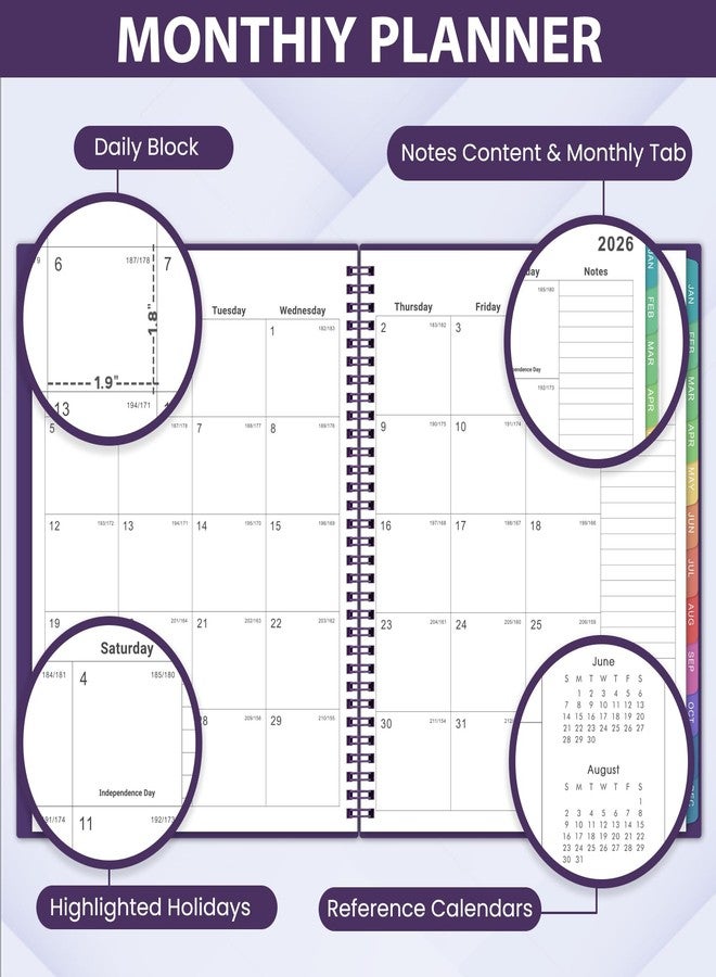 Shoparr 2026-2027 Monthly Planner - JUL 2026 - DEC 2027, Planner 2026-2027, 26-27 Academic Planner with Colorful Tabs, Calendar Planner 26-27 for Daily Organizing - Waterproof Cover (8" x10", Monthly Pages & Notes, Purple) - Image 3