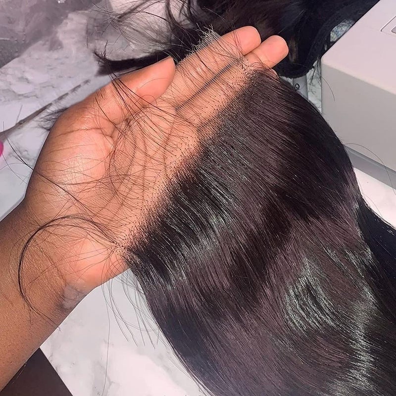 BEEOS SKINLIKE 5x5 Real HD Lace Closure Only, Body Wave Pre-Plucked Bleached Knots Invisible Film Lace Natural Black Unprocessed Human Hair Closure 14 Inch - Image 4