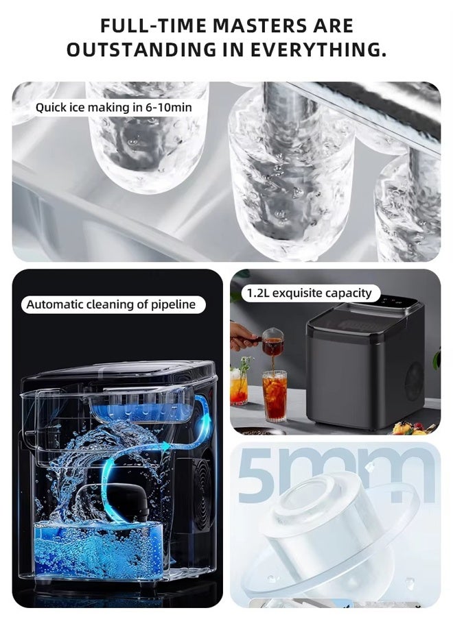 DUNISO Automatic Ice Maker，Portable Ice Maker，Round Ice Cube Manufacturing Machine，Can Be Automatically Cleaned，Suitable for Dormitories, Offices, Camping, and Car Rides  - Image 2