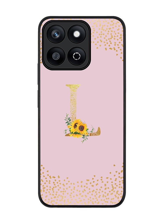 Stylizedd For Honor X7c 4G Case,Slim fit Camera Protection, Shockproof Thin Phone cover  - Custom Floral Monogram - L  (Pink ) - Image 1