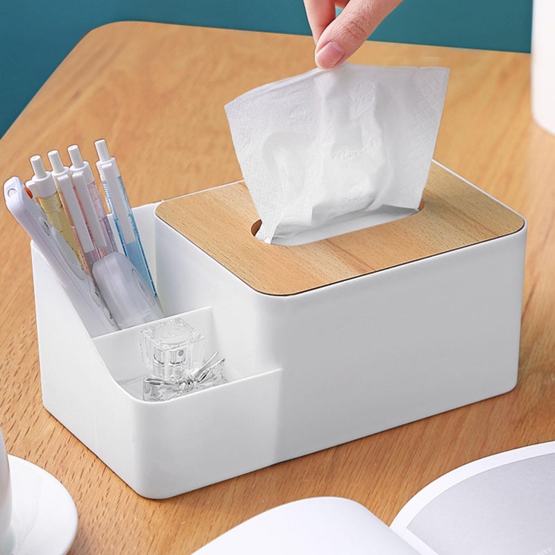 Multifunction Rectangular Tissue Box Cover Organizer with Storage Compartment - Image 4