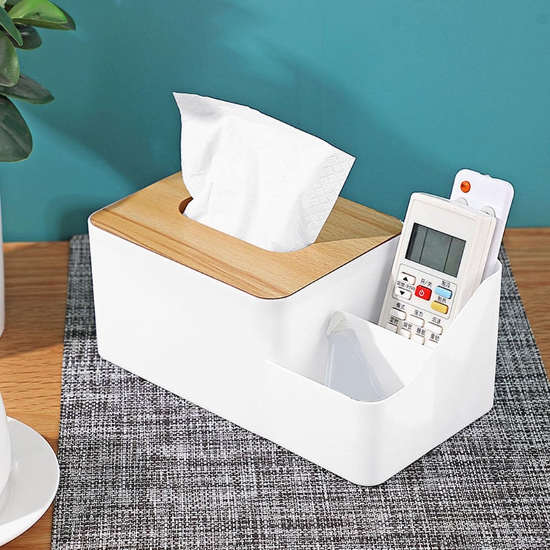 Multifunction Rectangular Tissue Box Cover Organizer with Storage Compartment - Image 5